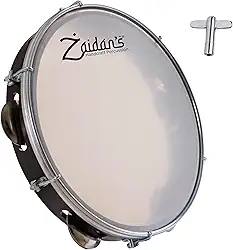 Zaidan’s Pandeiro 10” para Samba e Choro, Pele Sintética, Platinelas em Aço Inox, Corpo Plástico Resistente, Aro Metálico, Acompanha Chave de Afinação