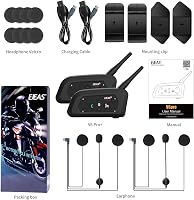 EJEAS V6 Pro+ Bluetooth motoros sisak intercom 6 fő csatlakozáshoz, 5.1 kommunikációs rendszer 7