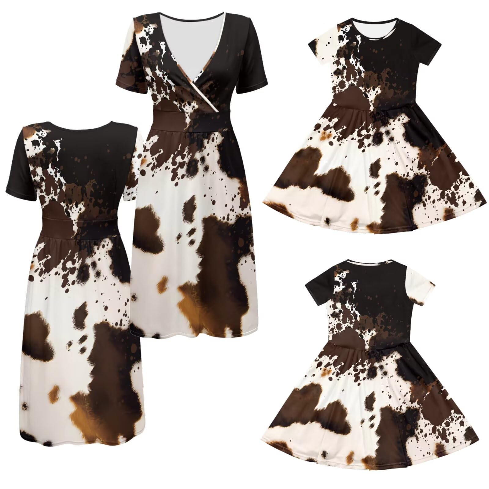 Robe d'été légère imprimé vache marron grande taille 3XL - 6