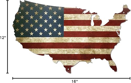 Miniatura 7 de Tegik Letrero de metal para decoración de pared de bandera estadounidense arte de pared de metal patriótico para hombre cueva de bar garaje grande