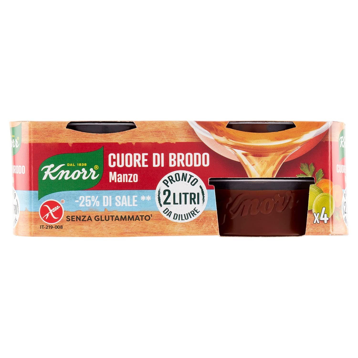 Knorr Cuore di Brodo Manzo, -25% di Sale, 4 x 28g Manzo -25% di Sale Single