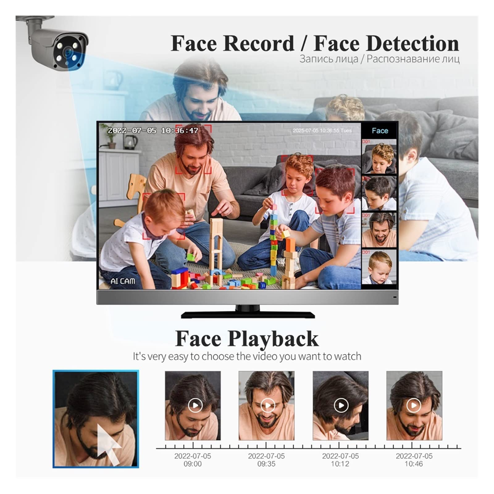 System Kamer Bezpieczeństwa 8CH 5MP HD POE NVR Kit Dwukierunkowy Dźwięk AI Wykrywanie Twarzy Zewnętrzny Nadzór Wideo Zestaw Kamer IP(3T,8CH 2 PTZ Camera)