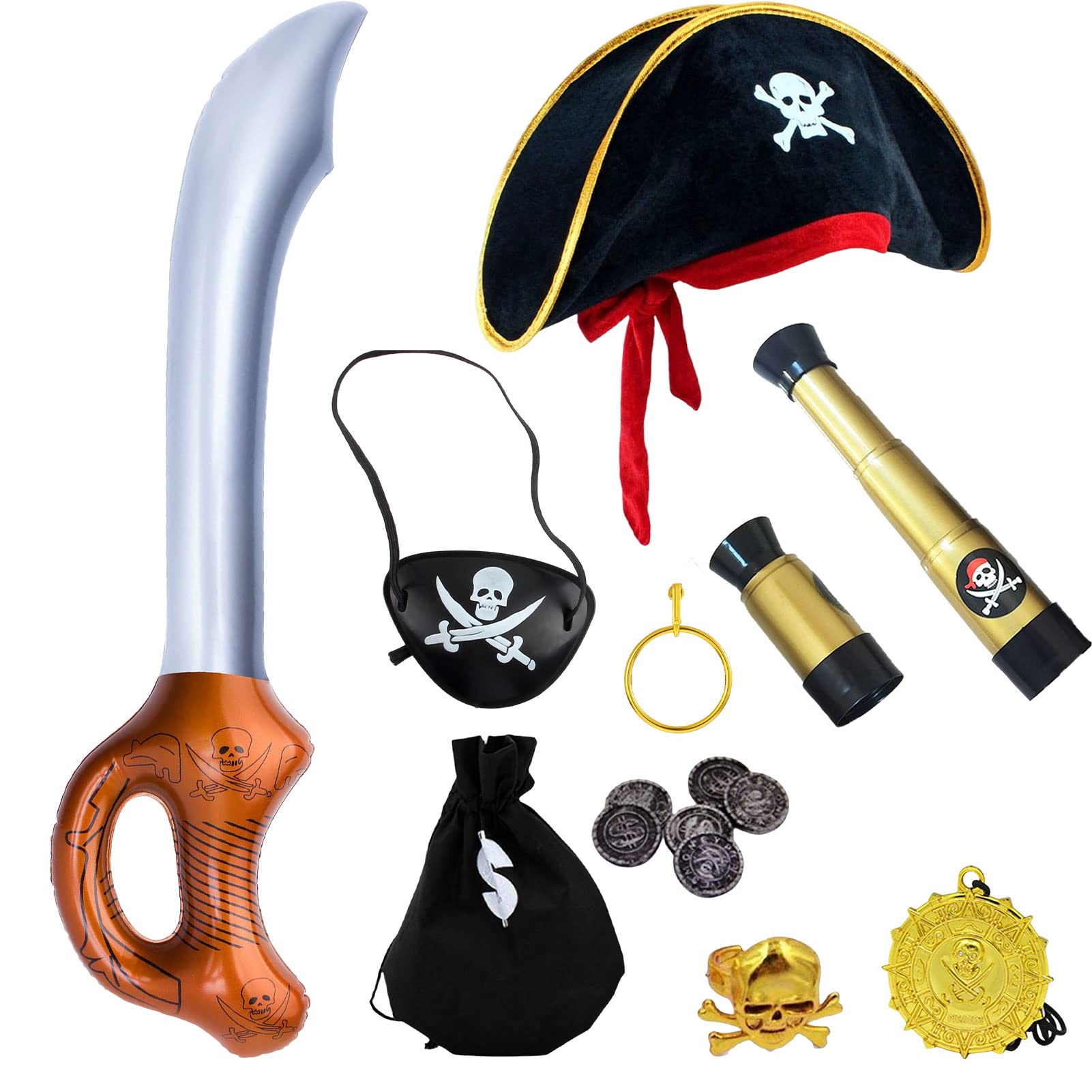 Metaparty 8 Pcs Pirate Costume,Pirate Costume Accessories Adventure Pirate,Medieval Renaissance Pirate Halloween Accessories