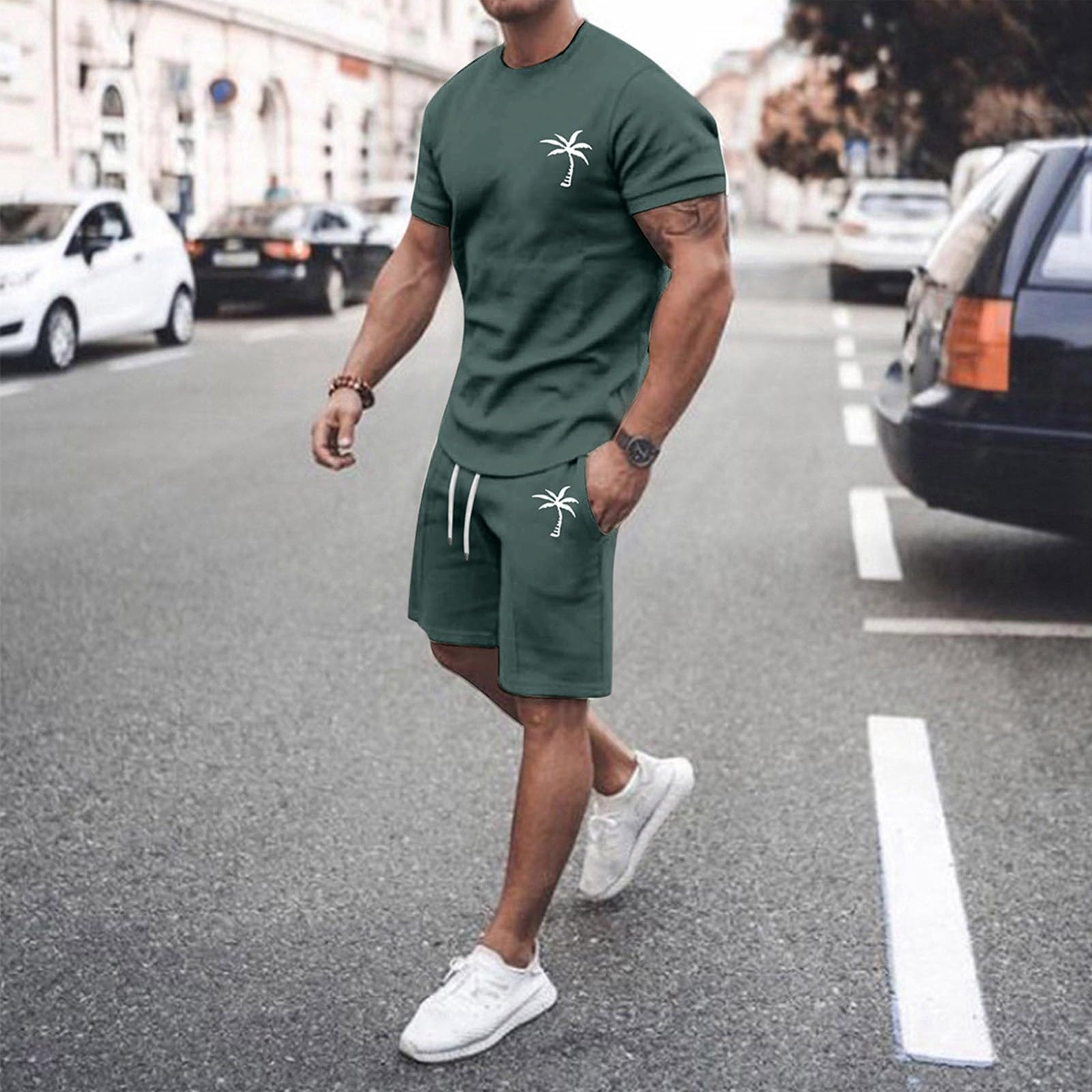 Chándal para hombre conjunto camiseta y pantalón corto deporte verano