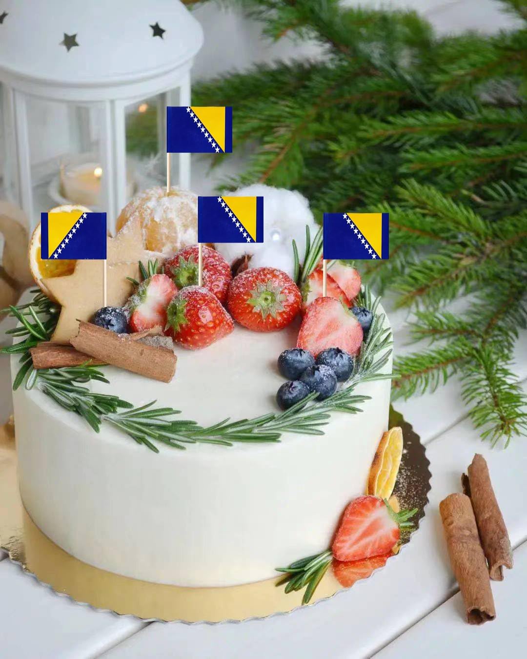stidsds 100 Pcs Bosnia and Herzegovina Flag Bosnia and Herzegovina Toothpick Flags Mini Small Bosnia and Herzegovina Cupcake Toppers Stick Flags Banner Party Cocktail Fruit Decoration