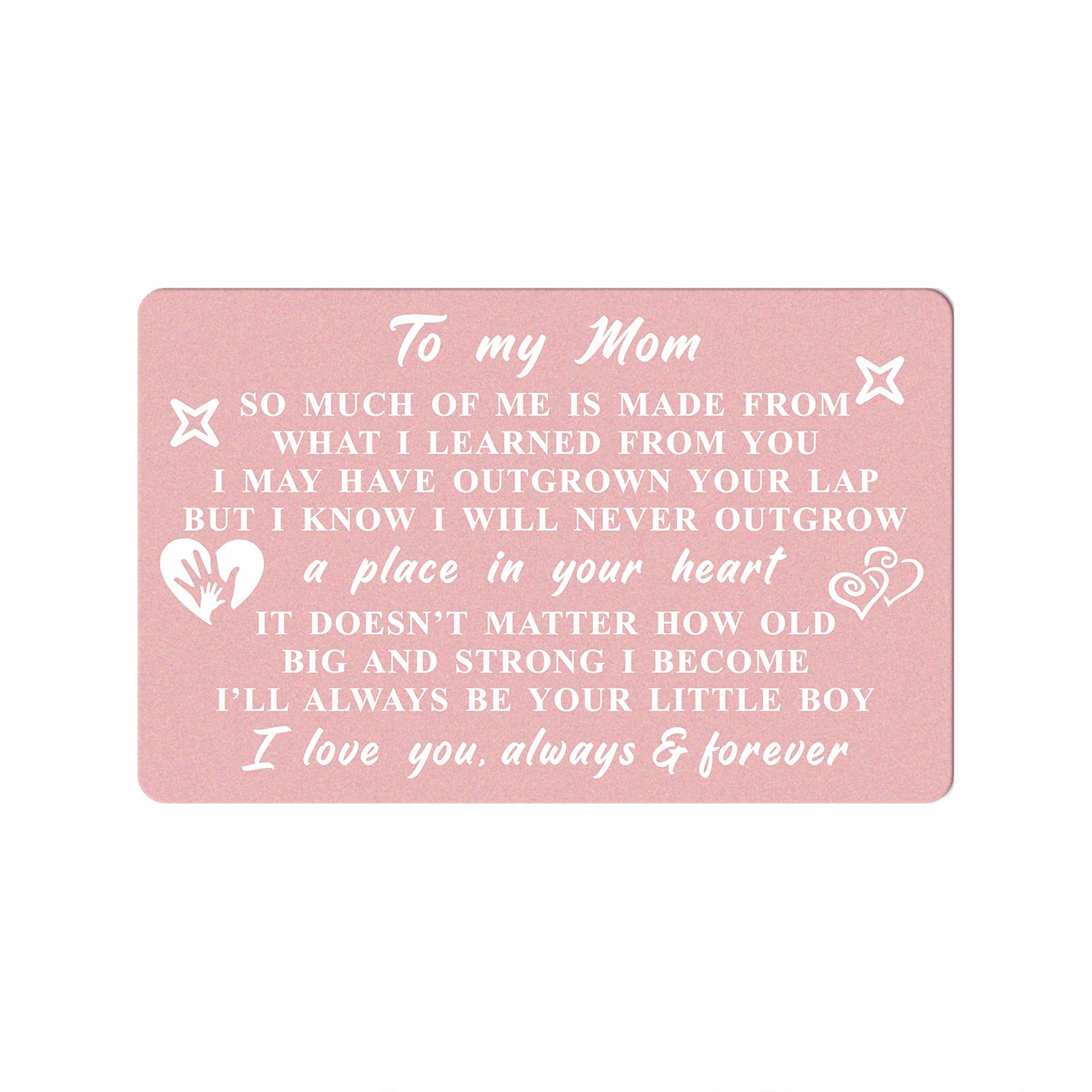 Engraved Wallet Card for Mom from Son, I'll Always Be You Little Boy, Son to Mother Gifts, Mom I Love You, Birthday Gifts Card for Mom from Son, Mothers Day, Christmas Presents