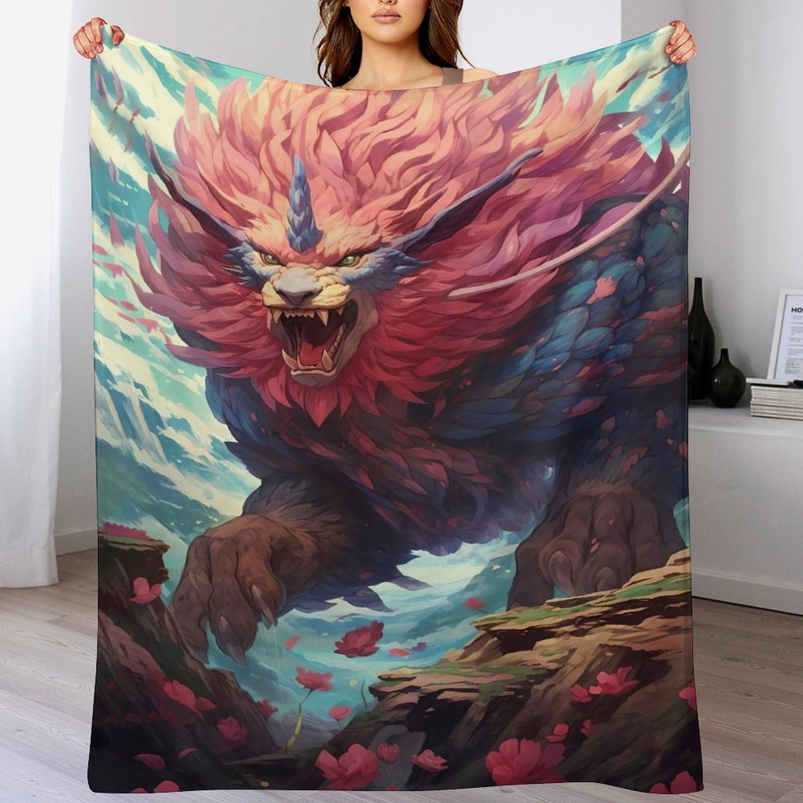 Jeté de canapé résistant flannel dragon contre le froid couverture douce