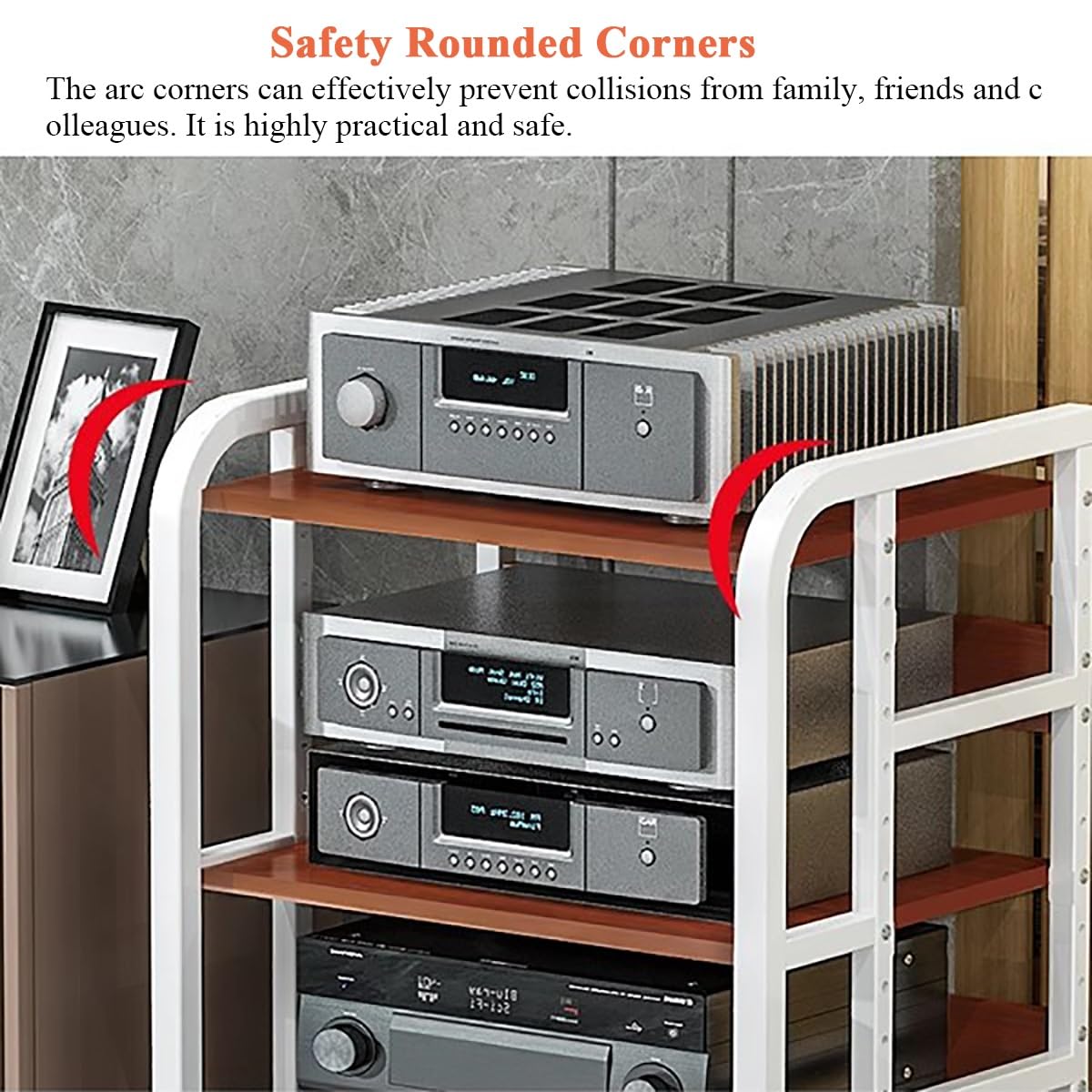 Mueble Rack de 43 Pulgadas de Altura, Soporte Multimedia Ajustable de 5 Niveles para Consolas de Videojuegos, Tocadiscos, receptores estéreo y Reproductores de CD. Estante versátil para Equi