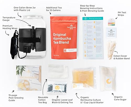 Miniatura 2 de The Kombucha Shop, Kit de inicio de Kombucha con envoltura térmica premium y té para hacer 10 galones adicionales
