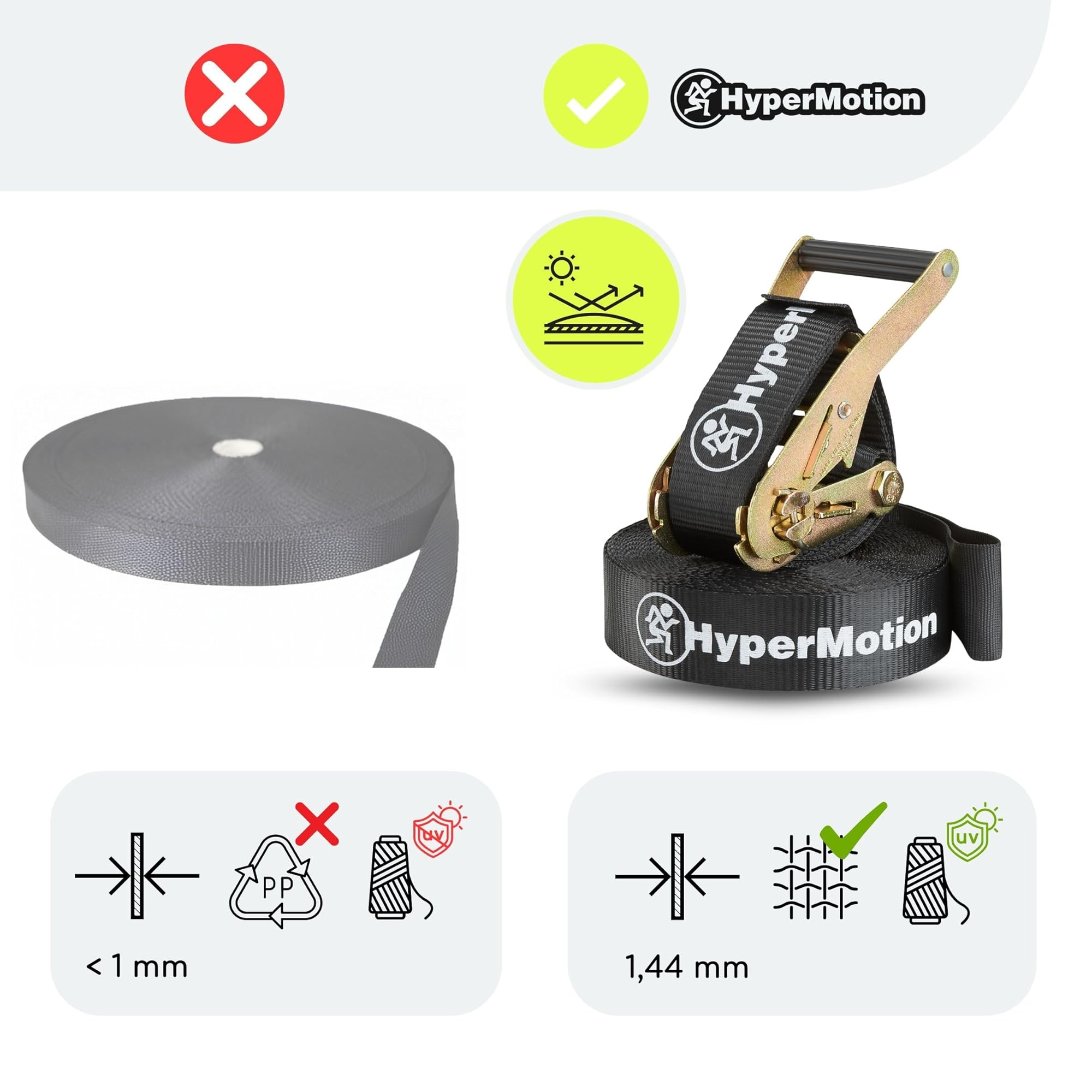 HyperMotion Parcours Obstacles Enfants Set Ninja avec 9 outils - Kit Slackline avec roues, tiges et échelle pour entraînement - Résistant jusqu'à 113 kg - Équipement de jardin pour famille