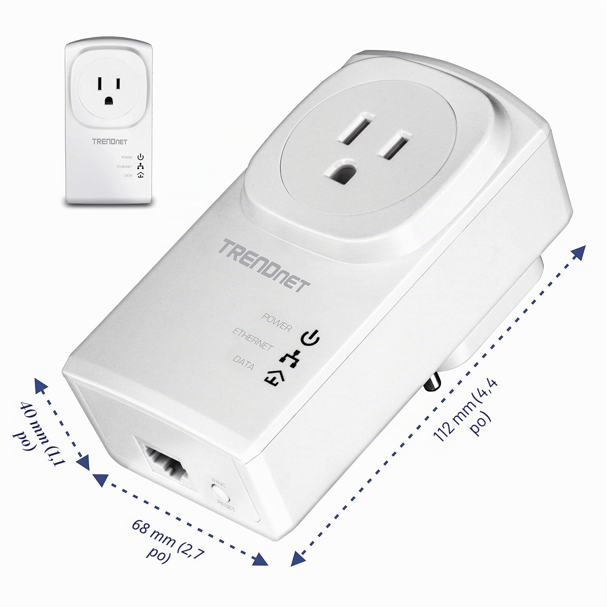 TRENDnet - Kit D'Adaptateurs CPl Nano 500 AV avec Prise Intégrée, TPL-407E2K