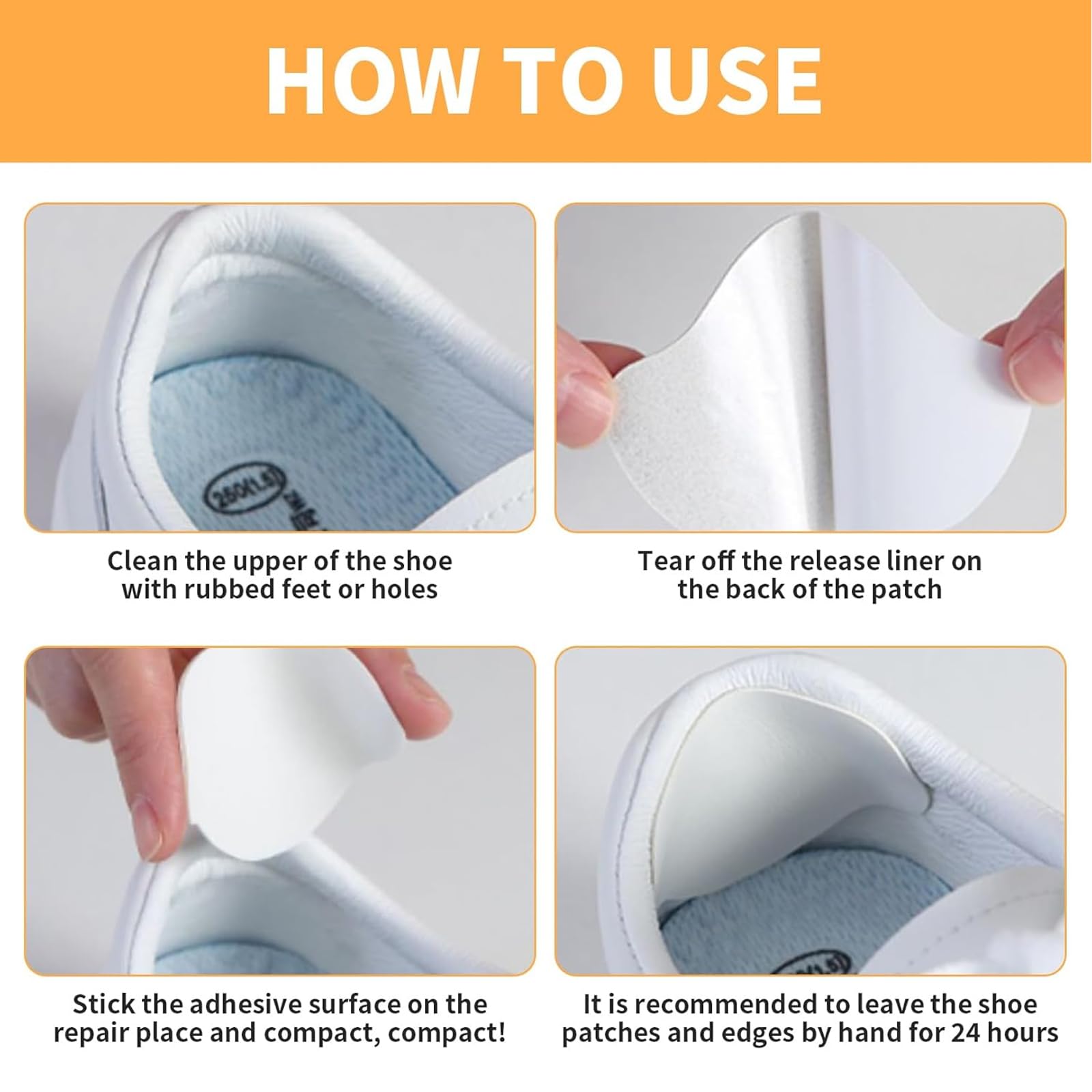 8 pcs de parches para reparación de zapatillas, parche adhesivo para talón, agujeros zapatillas, parche para de talones, parche de agujeros zapatos, la mayoría de los tipos de zapatos, Blanco
