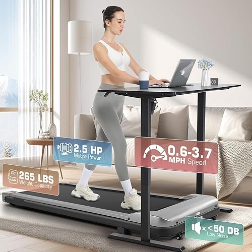 Vista 5 de ANCHEER Under Desk Treadmill, 300LBS Capacity Compact Treadmills for Home/Office, 2.5HP Portable Walking Pad Treadmill with Remote Control Walking