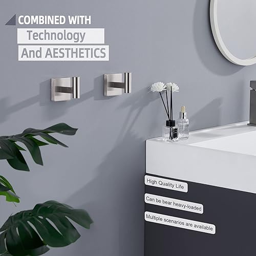 Miniatura 8 de KOKOSIRI Soporte de papel higiénico Ganchos para bata de baño para toallas de baño, 2 unidades, níquel cepillado B2005BR+B1013BR-P2