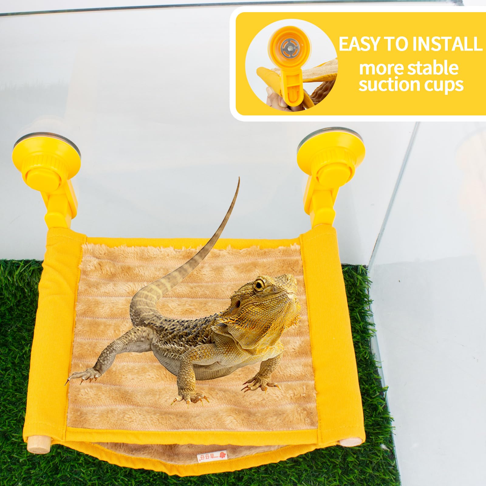 FlidRunest Bartdrache Hängematte mit Saugnäpfen, Weiche Eidechse Hängematte Bett, Hängende Reptilien-Hängematte Bartdrache Winter Warmes Hauszelt, Bartdrache Tank Barch