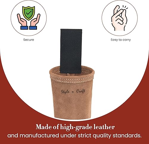 Miniatura 6 de Style n Craft Soporte para latas de pintura en aerosol, soporte para latas de pintura en aerosol de cuero de gamuza resistente, color marrón oscuro