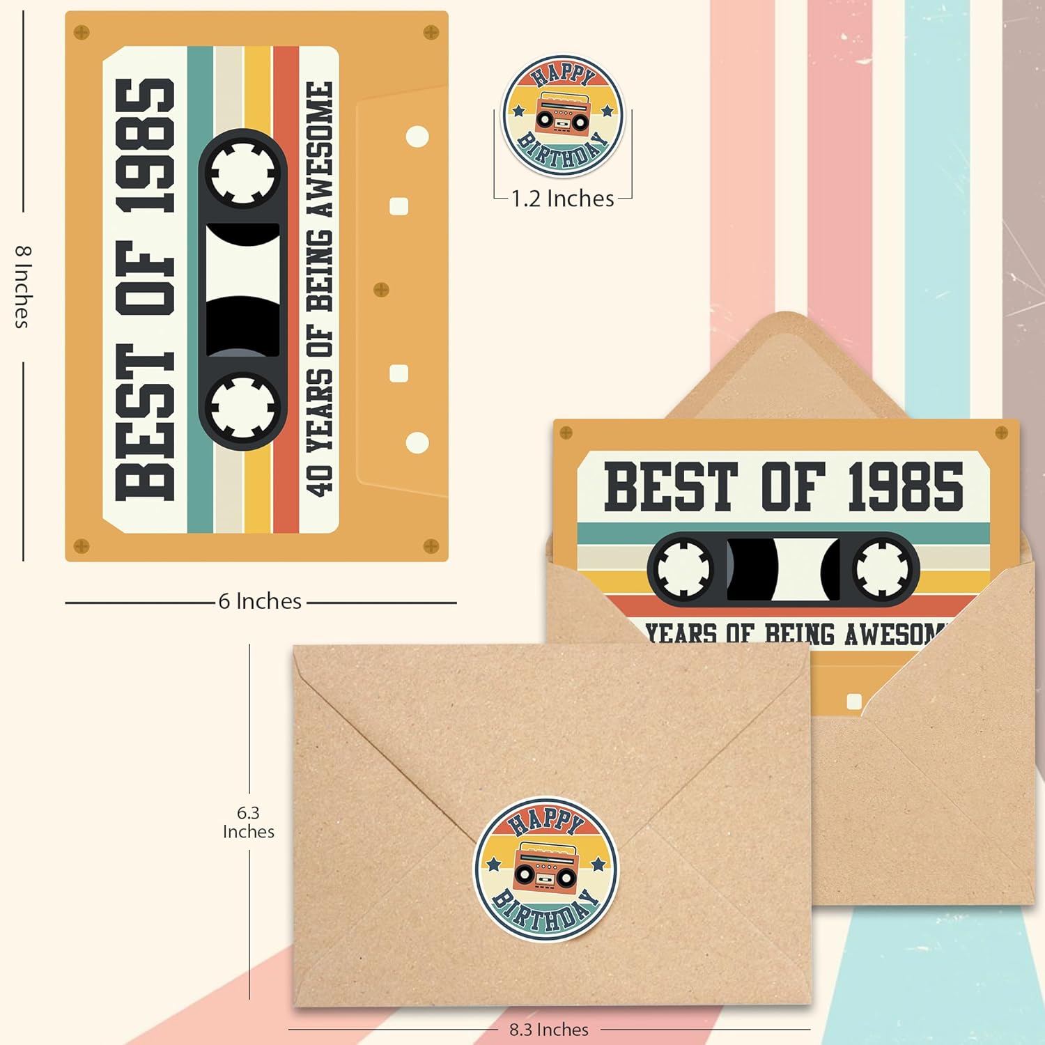 Retro 40th Birthday Card for Men Women, Unique 40th Birthday Gifts for Him Her, Cassette Tape Card for Bday Decoration, Best Vintage Gift Ideas for Husband Wife, Son, Sibling, Friend, Colleague, Boss - Image 7