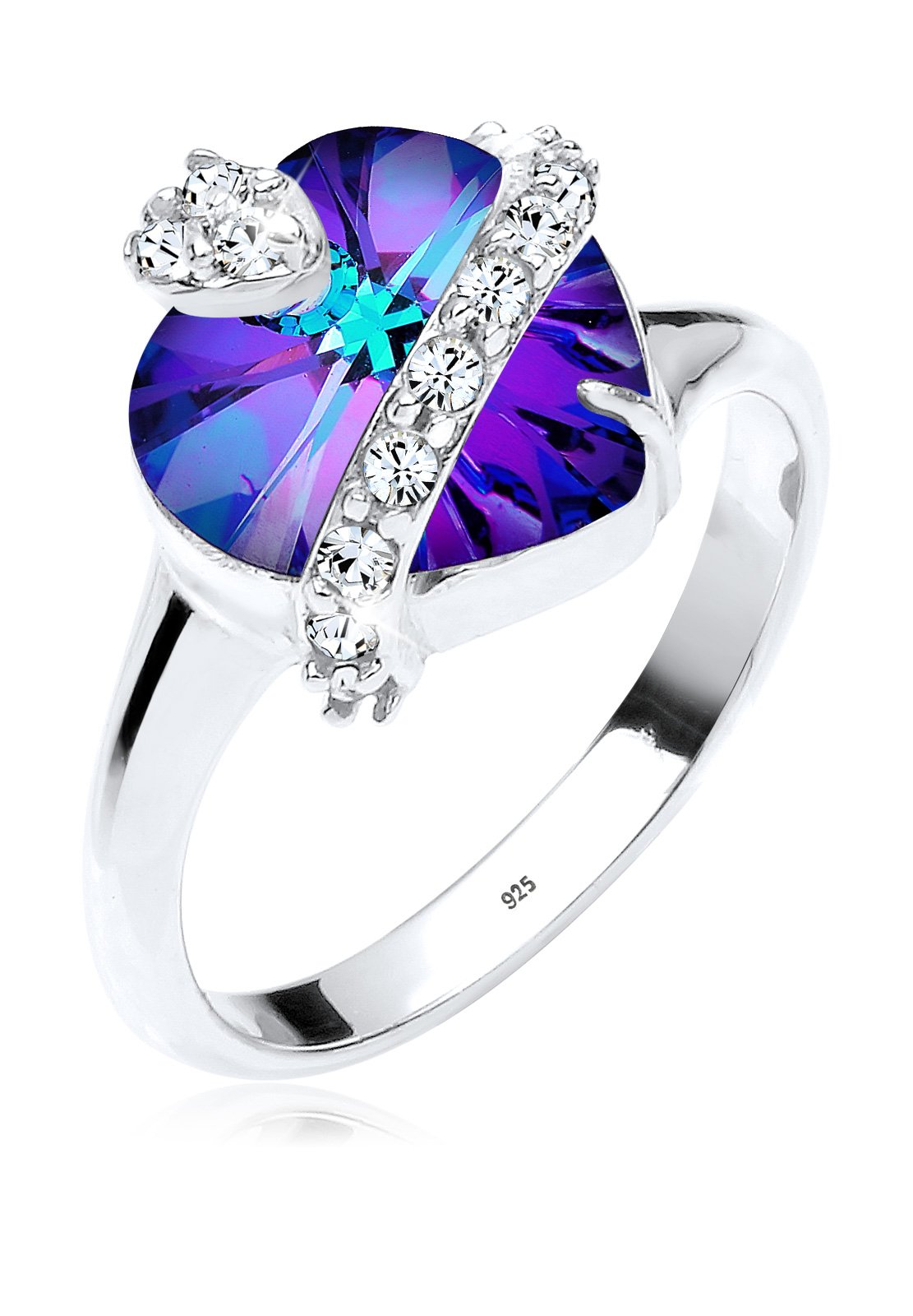 Elli Ring Heart Purple Crystals 925 Sterling Silver