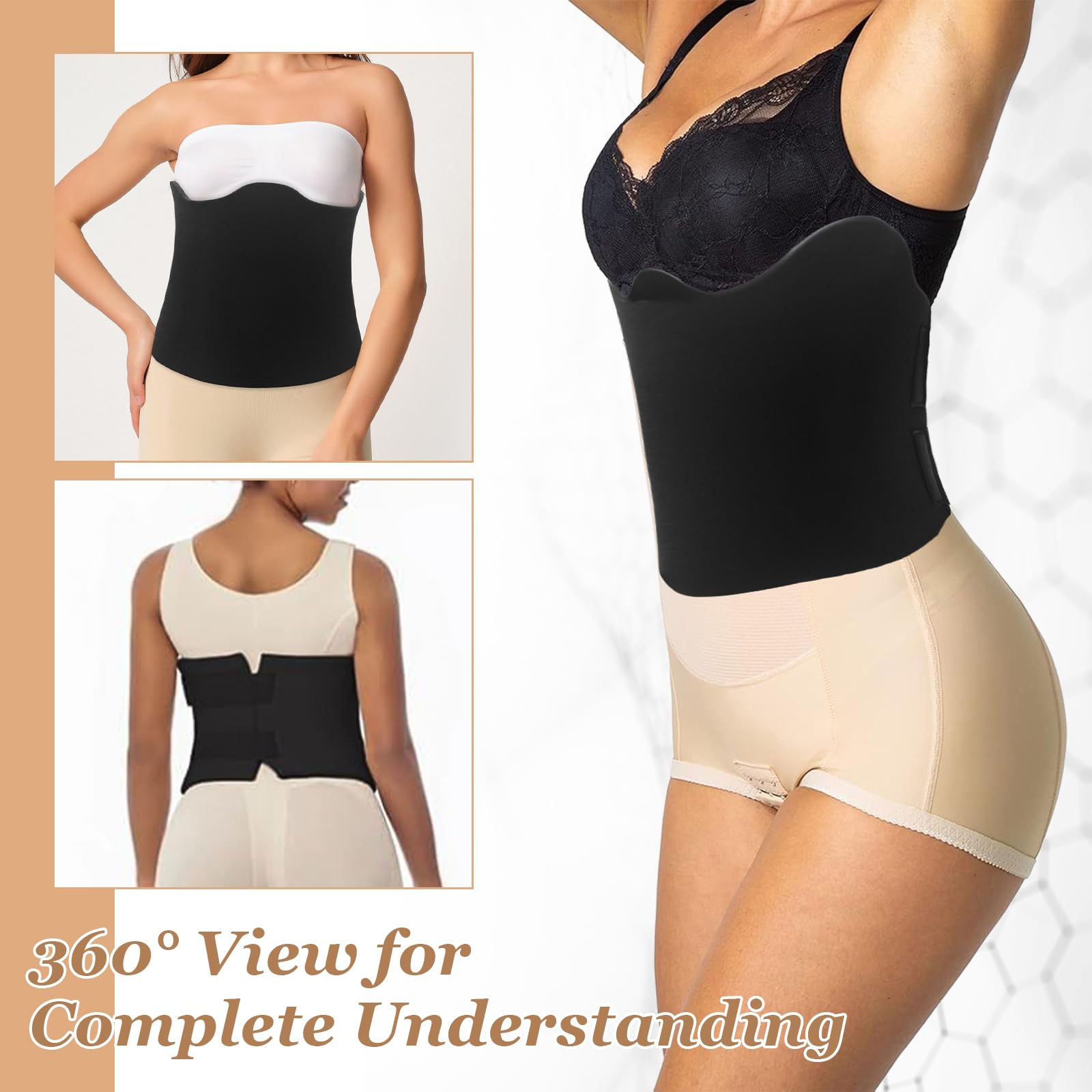 Post Surgery 360 Lipo Foam Wrap - Adjustable Abdominal Compression Board for Recovery, Breathable & Soft Lipo Foams with Full Coverage Support (Fits Waist 27.56-35.43 Inches)