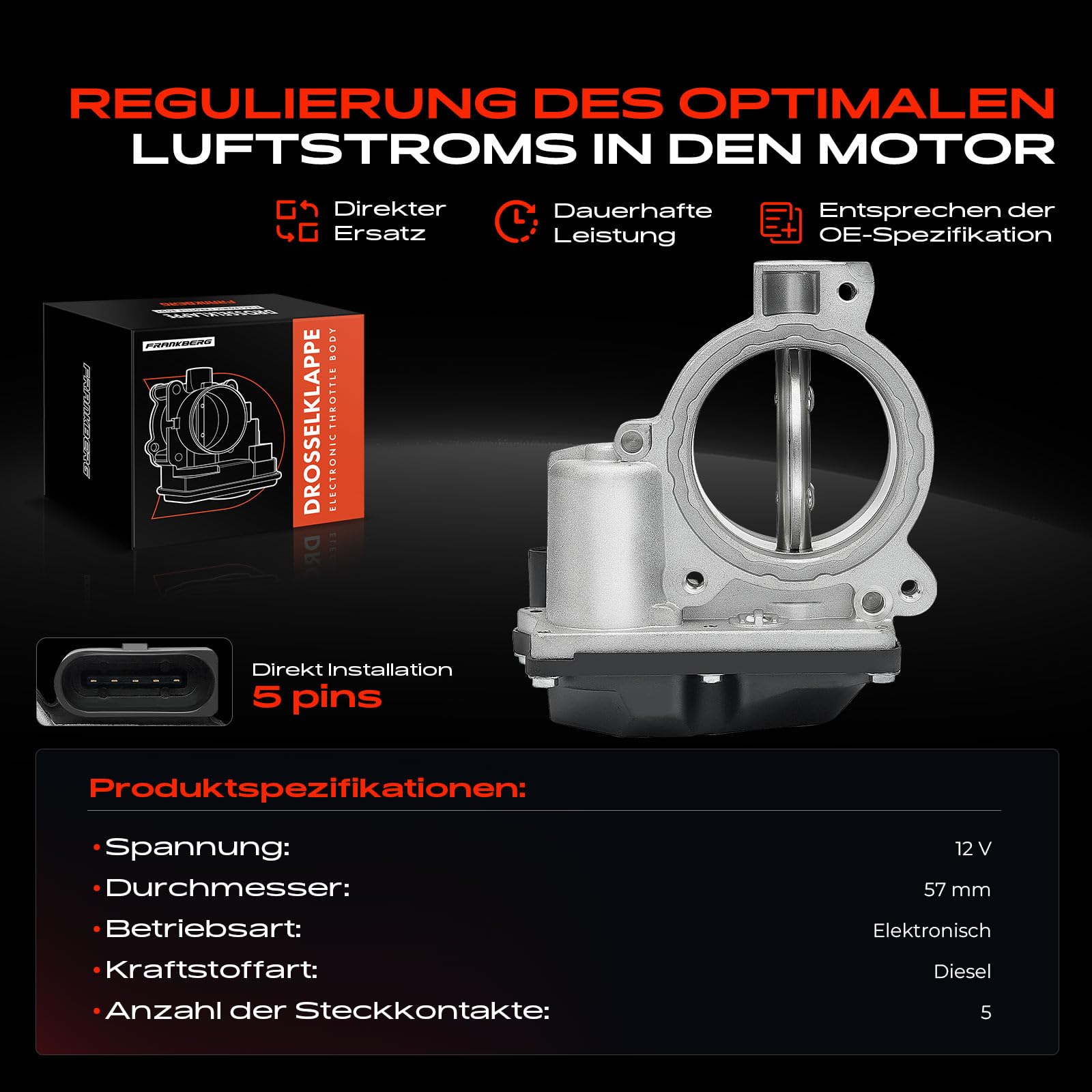 Frankberg Drosselklappe Drosselklappenstutzen mit Dichtung Diesel Kompatibel mit A4 8K2 3.0 TDI q.u.a.t.t.r.o 3.0 TDI 3.0L 2011-2015 A4 Allroad 8KH Replace# 059145950AF