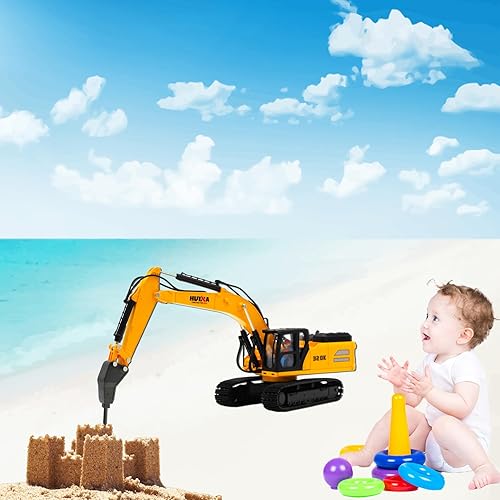 Miniatura 6 de Gemini&Genius Juguete de excavadora de taladro, auto de máquina de demolición, juguete de vehículo de construcción a escala 135 de martillo de