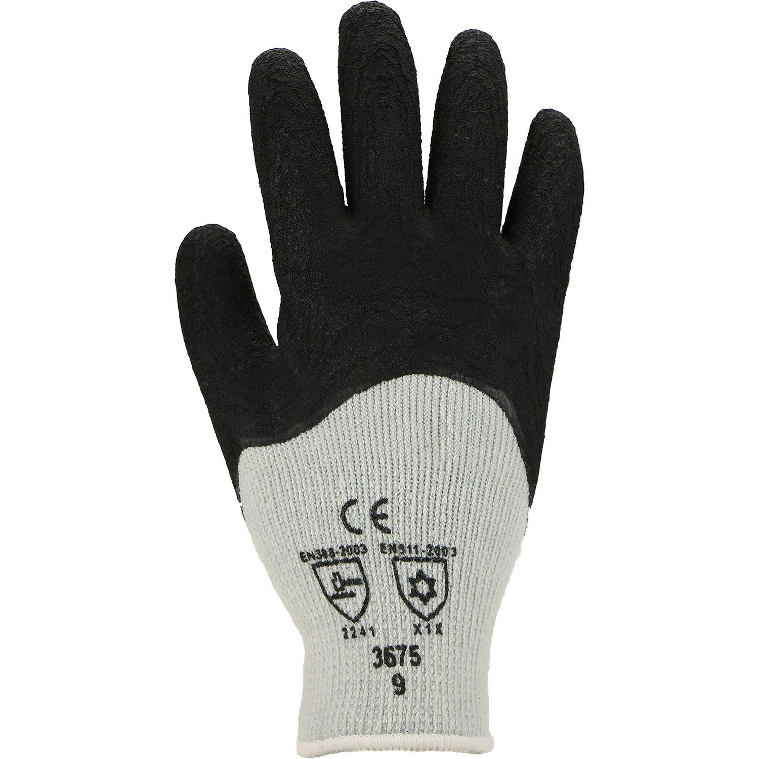 Asatex 3675 XL/10 Gants d'hiver tricotés enduits de Latex, Noir, Taille 10