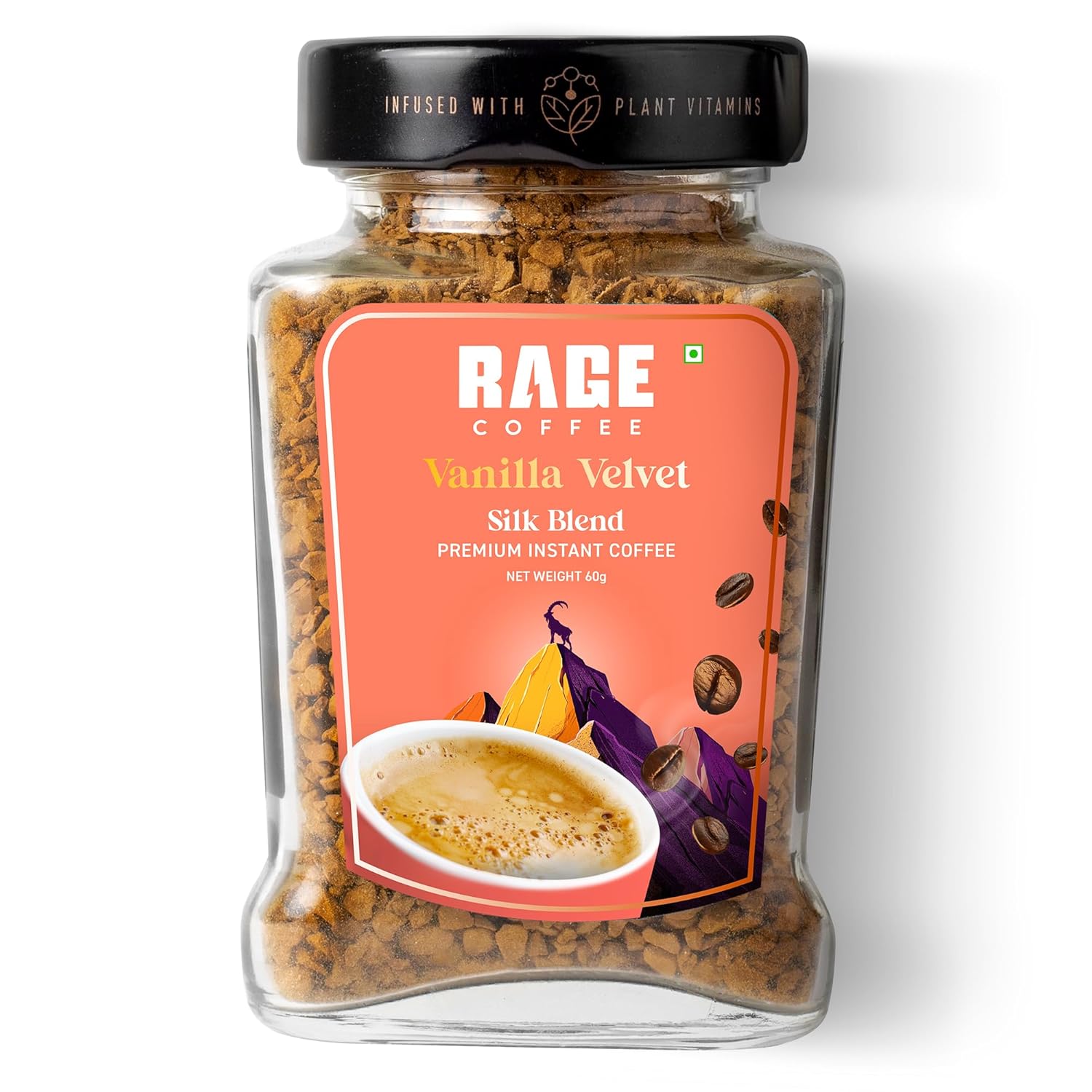 Rage Coffee Flavored Instant Coffee | Creamy Hazelnut Silk Blend | 100% Pure Coffee | Premium, Bold & Smooth, 50gm
