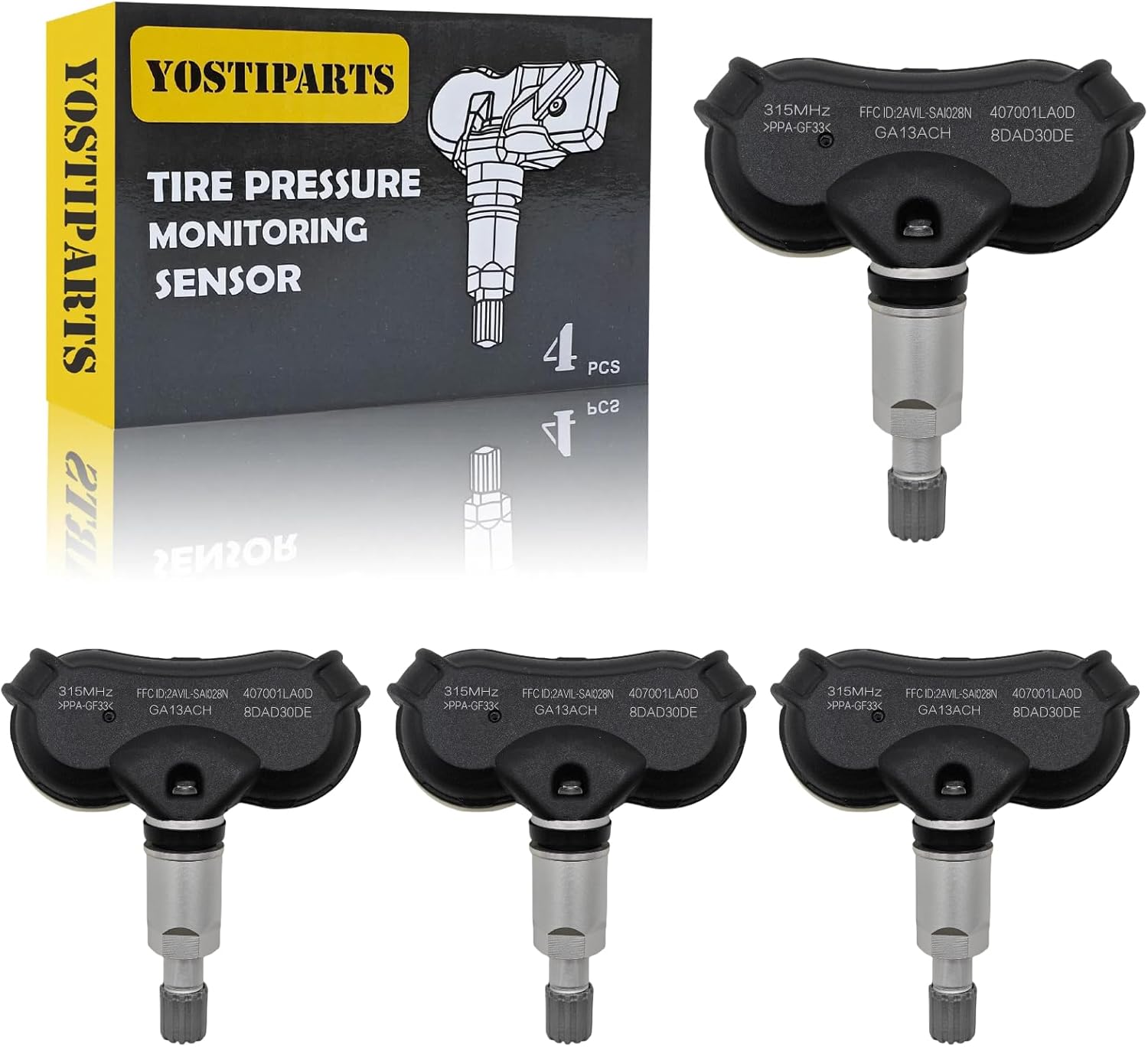 YOSTIPARTS Tire Pressure Monitoring System Sensor (TPMS) Compatible with Odyssey Ex Odyssey Exl Odyssey Lx Element Lx Ex Element Sc 42753SHJA82 42753SHJA820M1 42753SHJ306 D7OZ7A377A TM44 315 Mhz 4-pc