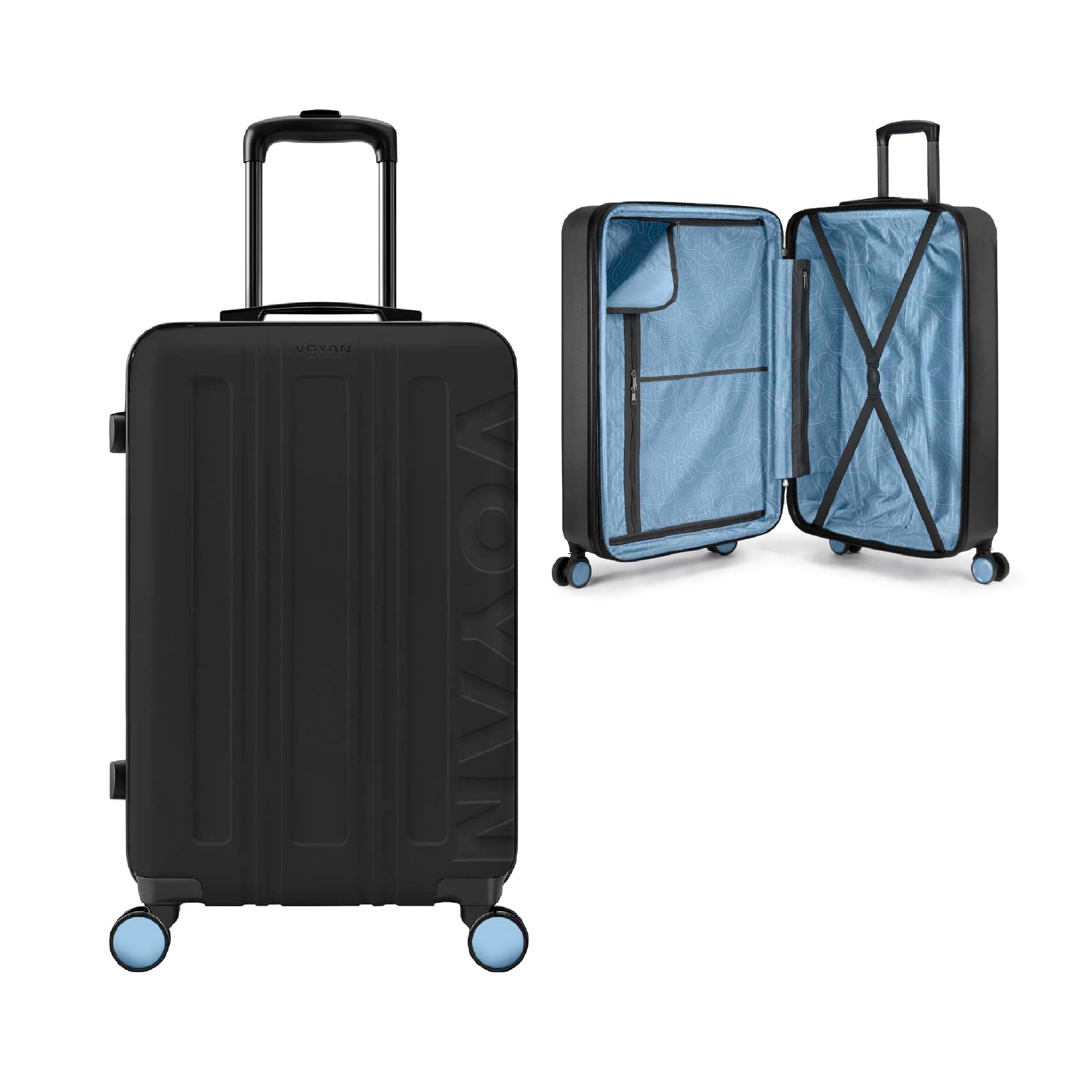 VOYAN Maleta de Cabina Avión 55x40x20 LAX, Trolley de Viaje Ultraligero con Carcasa Rígida, Maleta de Mano para Ryanair con Cerradura de Seguridad, Equipaje de Cabina para Viajes, Azul