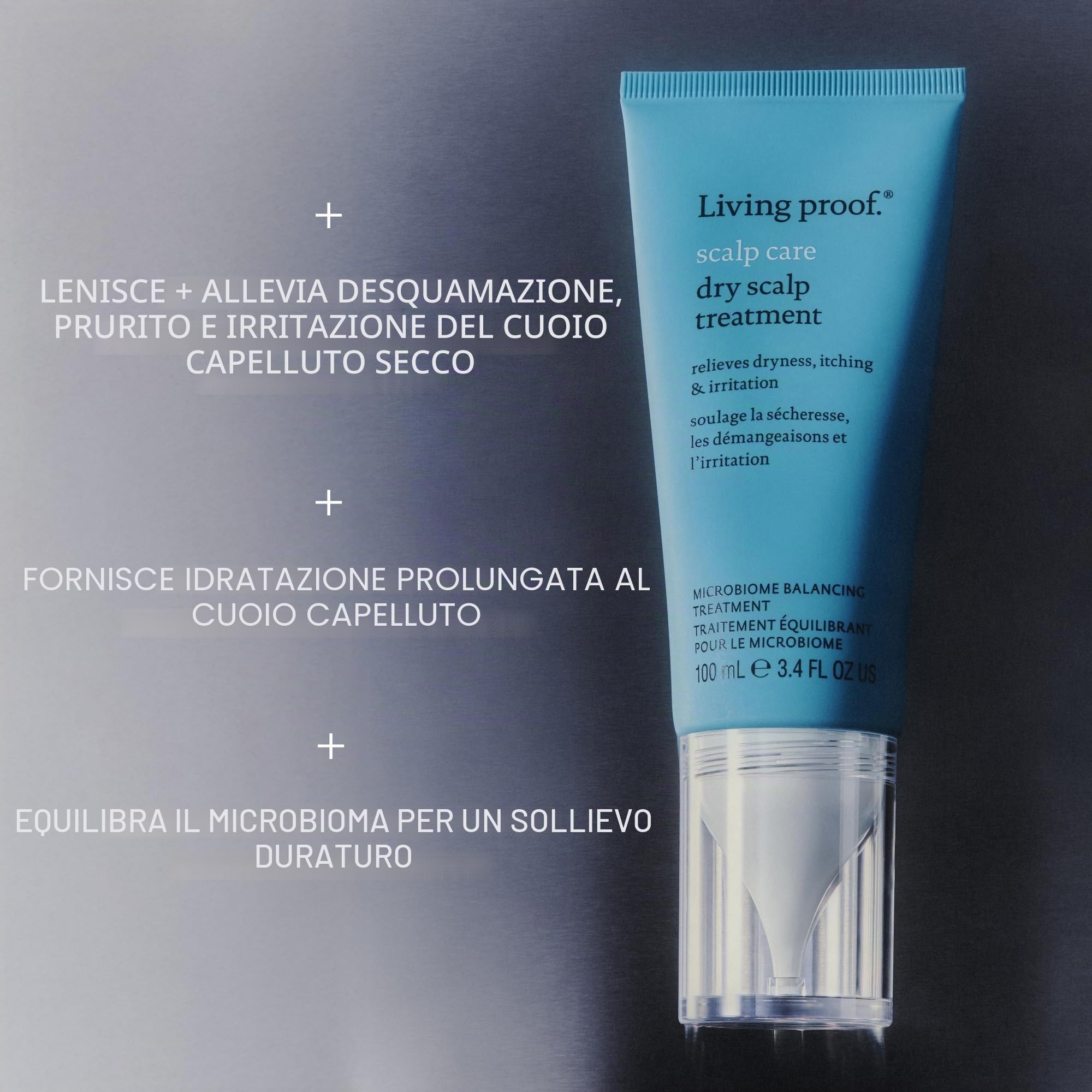 Living Proof Scalp Care Dry Scalp Treatment | Concentrato idratante per il cuoio capelluto secco | Lenisce, allevia la forfora e il prurito | Vegano, senza parabeni, siliconi, solfati | 100ml