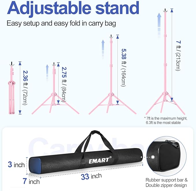 Soporte para Fondos Fotográficos EMART 10x7 pies Ajustable con Abrazaderas miniatura 3
