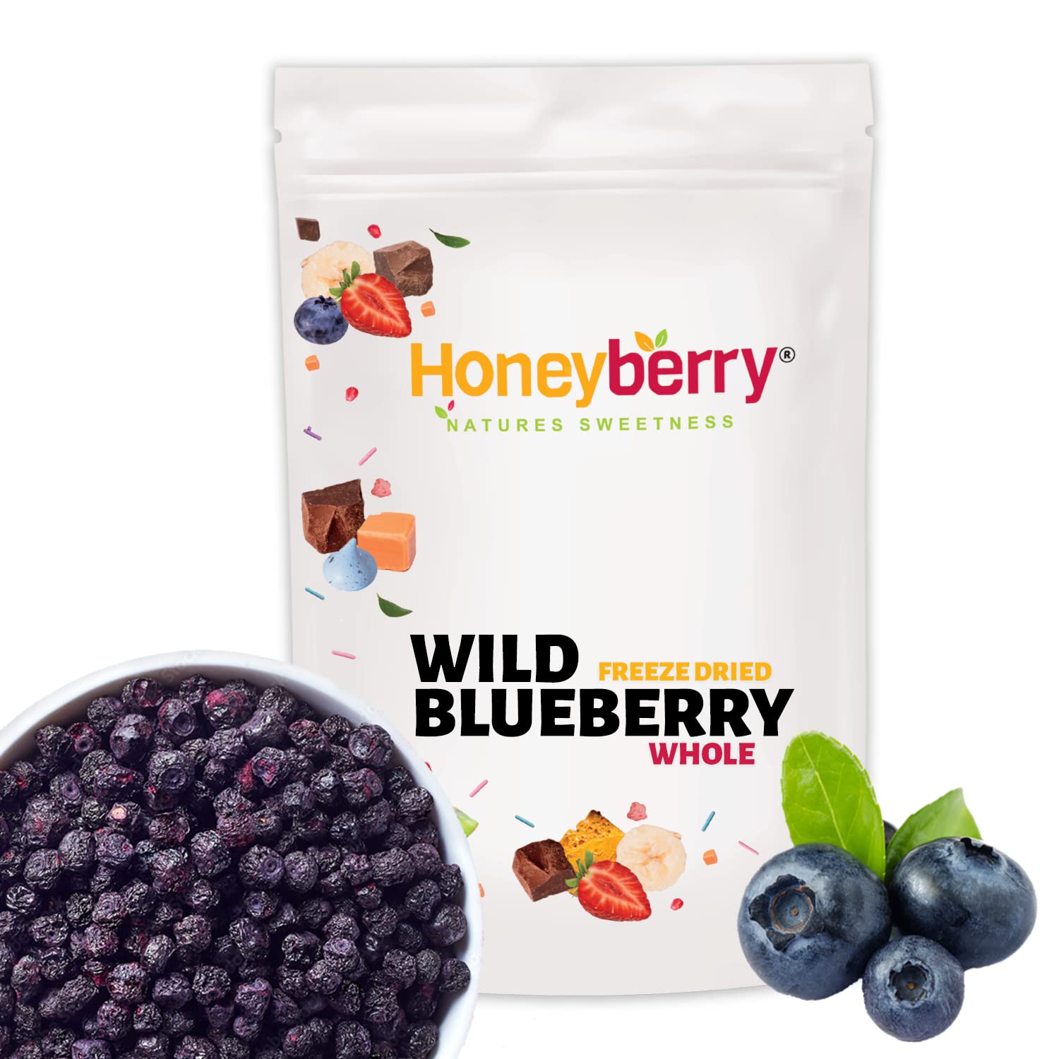 Buy Freeze Dried Whole Wild Blueberries 100g No Added Sugar, Vegan