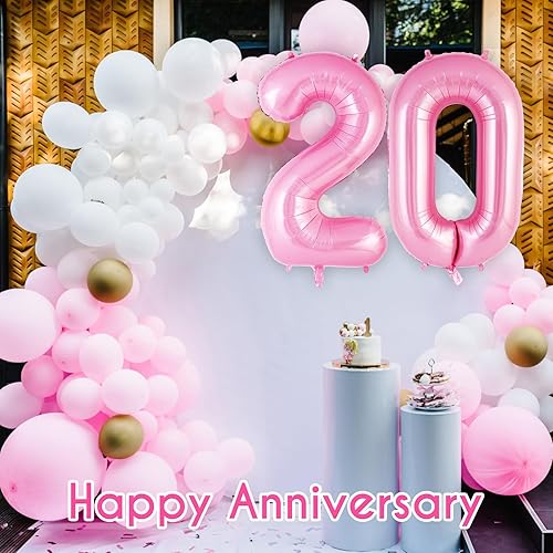 Miniatura 13 de Globo rosa del número 0 de 40 pulgadas, globos grandes de aluminio con número de helio, globos gigantes gigantes de Mylar número 0 para decoración