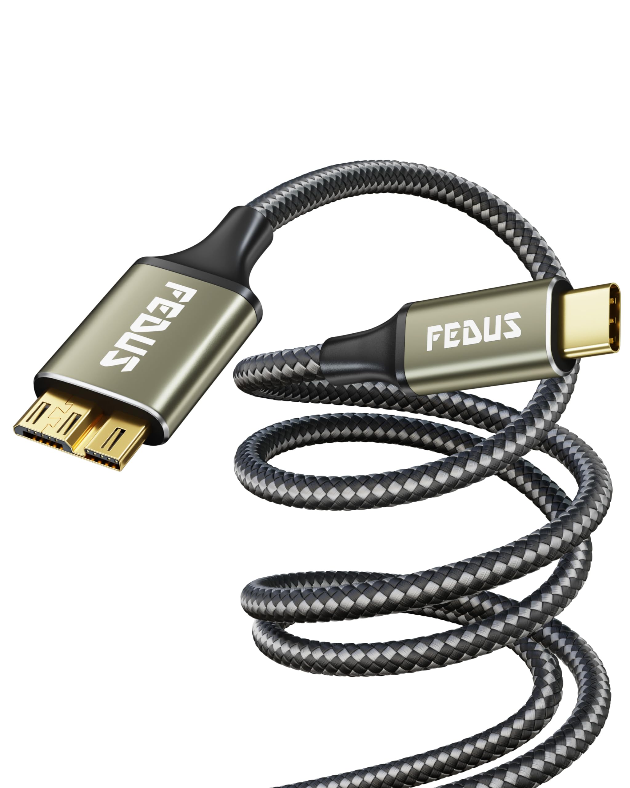 FEDUS Hard Drive Cable 0.3M Hard disk Connector USB 3.1 A to Micro B Nylon External Hard Disk Compatible with Portable External Hard Drives,WD Elements,Seagate,Toshiba,Samsung M3 1TB/Galaxy S5/Note 3 (B0D12X8Z8T) Amazon Price History, Amazon Price Tracker