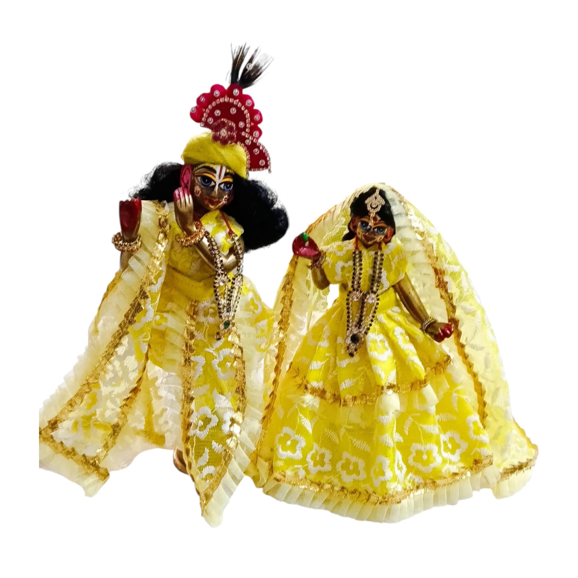 Radha Krishna Handmade Embroidered Lemon Yellow Dress Suitable for 8-9  inches Idols. : Amazon.in: Home & Kitchen