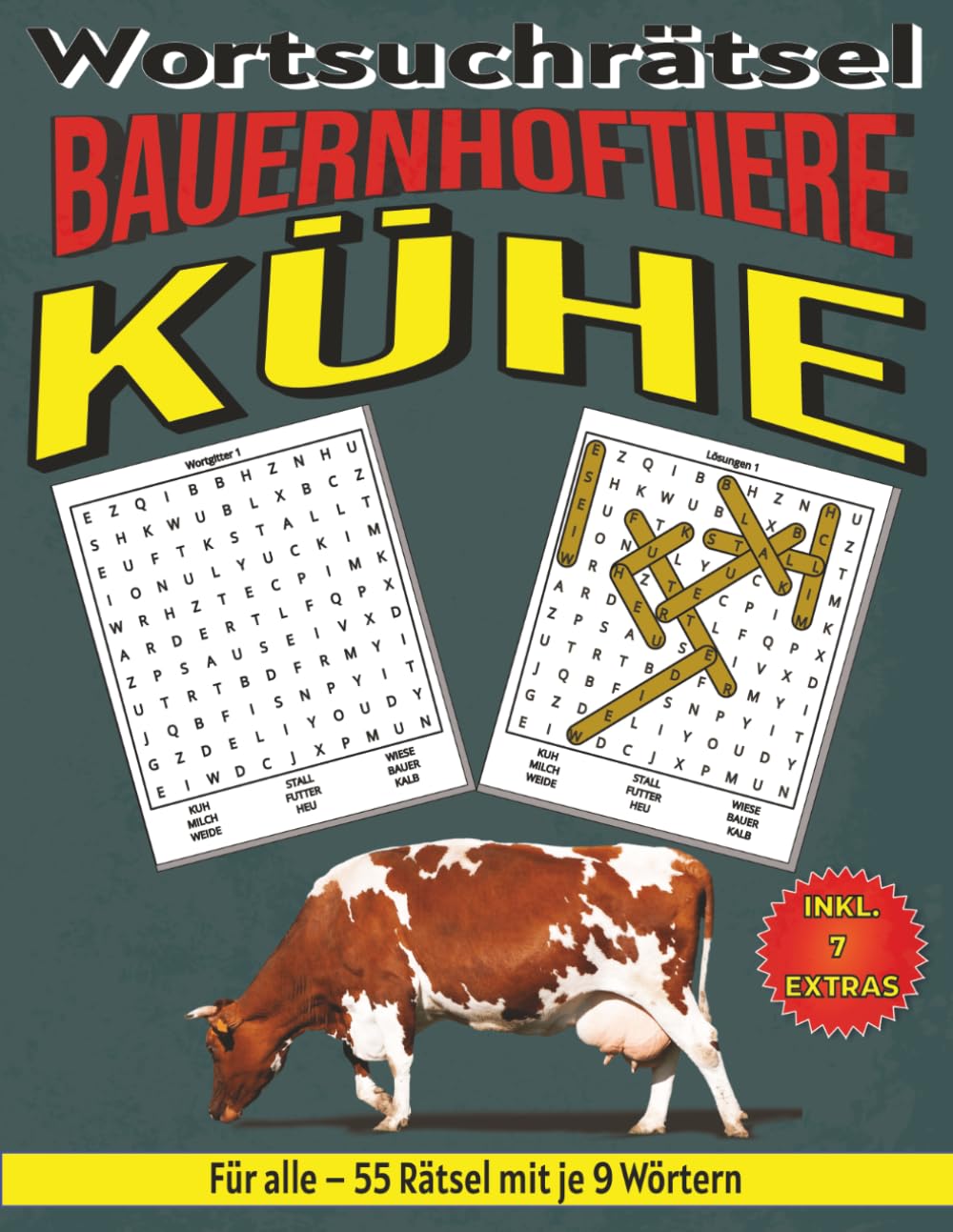 Kühe – Wortsuchrätsel: Bildschirmfreier Rätselspaß für Geist, Konzentration und Entspannung (Wortsuchrätsel – Bauernhoftiere für alle)