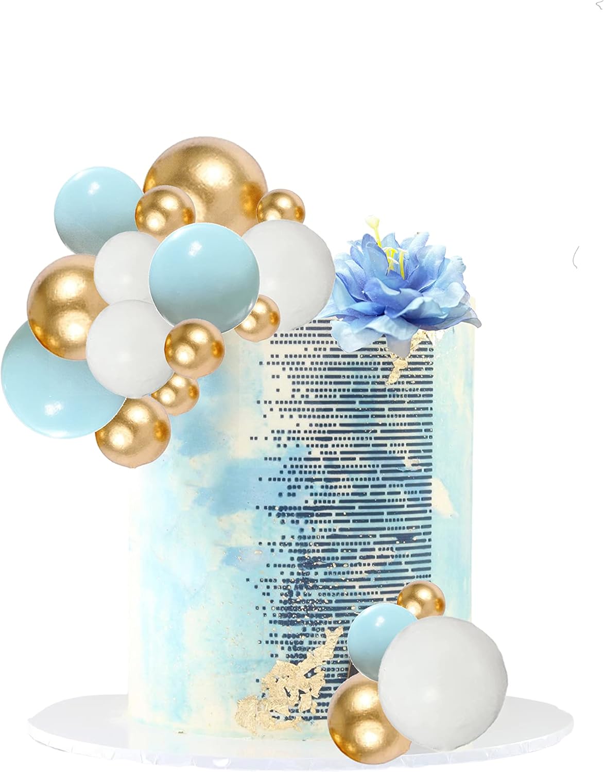 34 pcs Colorful Balls Cake Topper Cup Cake Topper Set Flower Cake Topper Birthday