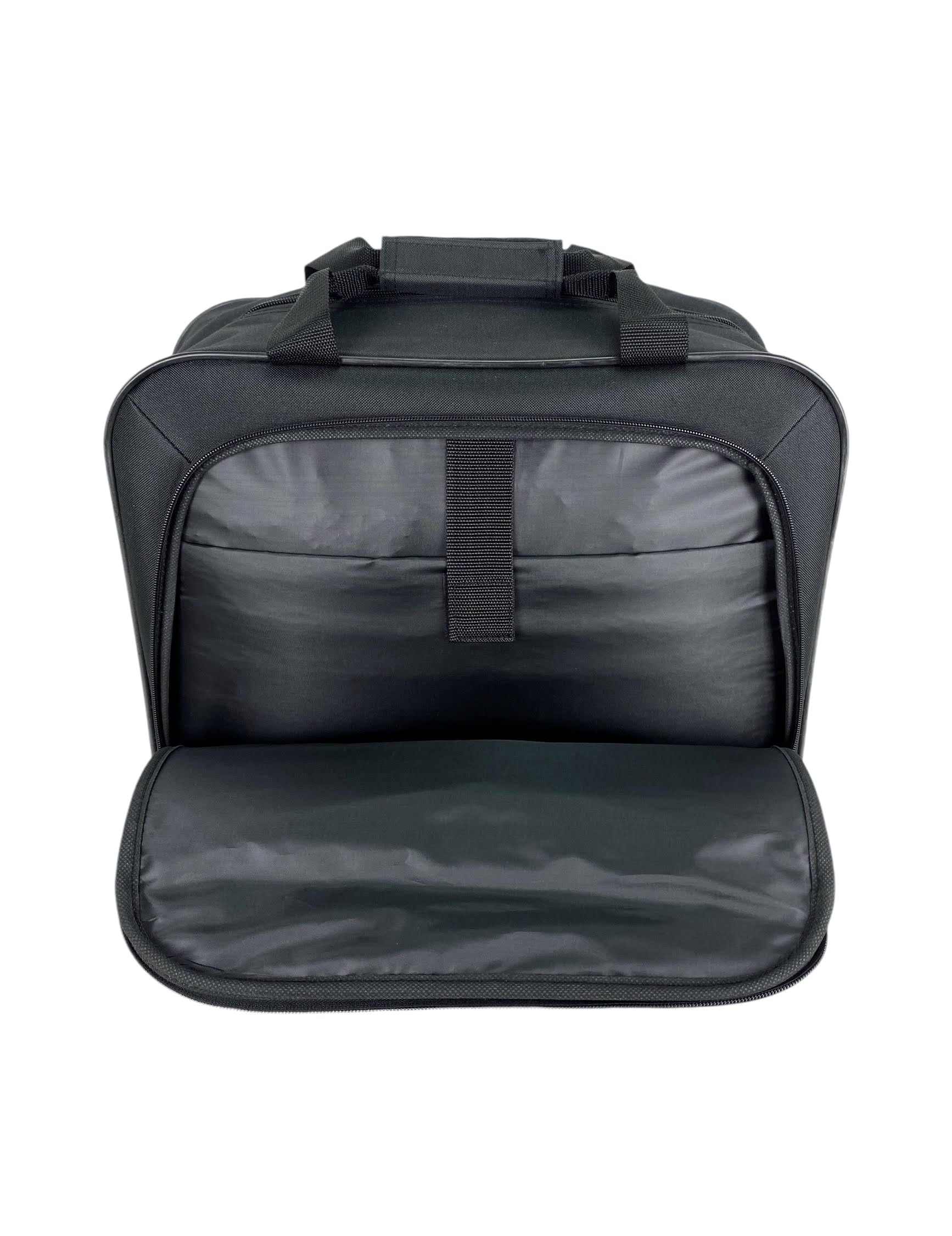 Maletin Maleta Trolley Equipaje de Mano con 4 Compartimiento, Comercial, piloto, Medico, Cabina (Negro)