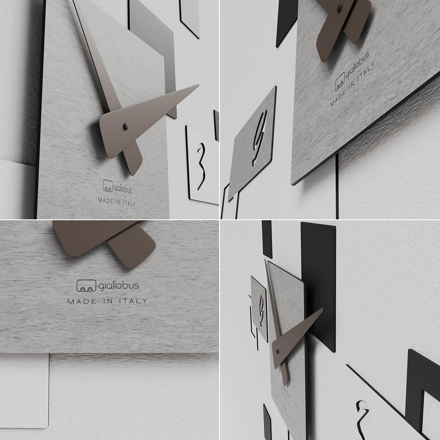 Giallobus - Reloj Geotime - Stone - Madera de MDF - Geotime - 09S_Drift - Reloj de Pared Moderno - Números Adhesivos 3D - Construcción Modular