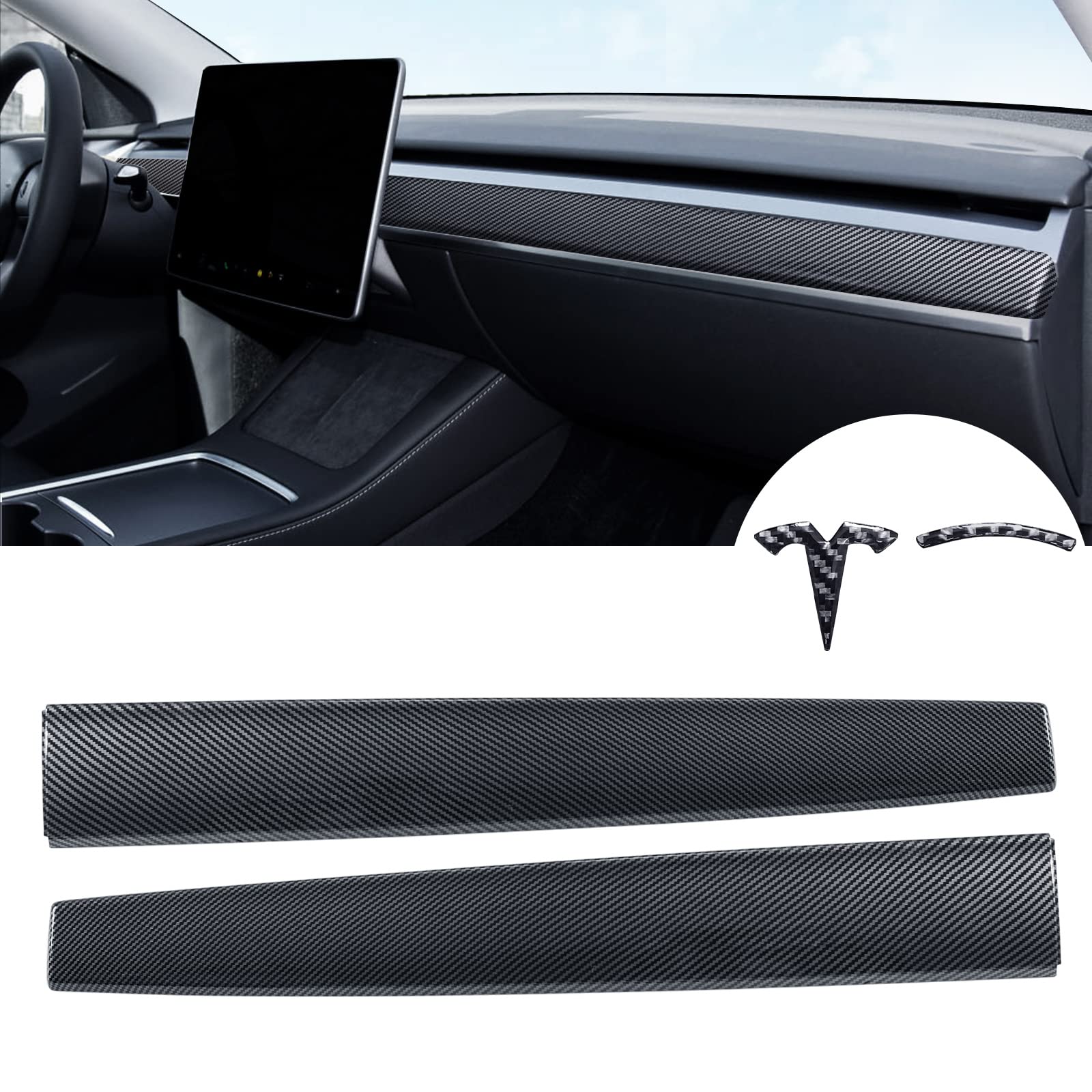 TomGoo Dashboard Cover Wrap ABS Carbon Fiber Pattern for 20192022