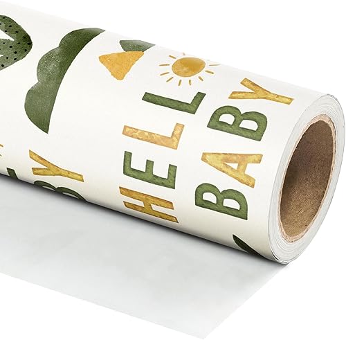 Vista 117 de WRAPAHOLIC Papel de regalo reversible, mini rollo, 17 pulgadas x 33 pies, adorable diseño de gato y azul sólido para cumpleaños, vacaciones