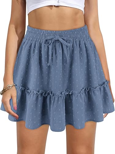 Vigorics Women's High Waist Ruffle Mini Skirt Built in Shorts