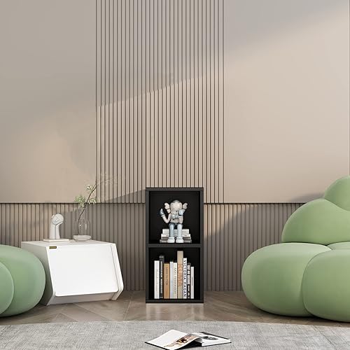 Miniatura 3 de Estantería de 2 estantes  Estante de almacenamiento abierto de 2 niveles, almacenamiento resistente de espacio pequeño para sala de estar,