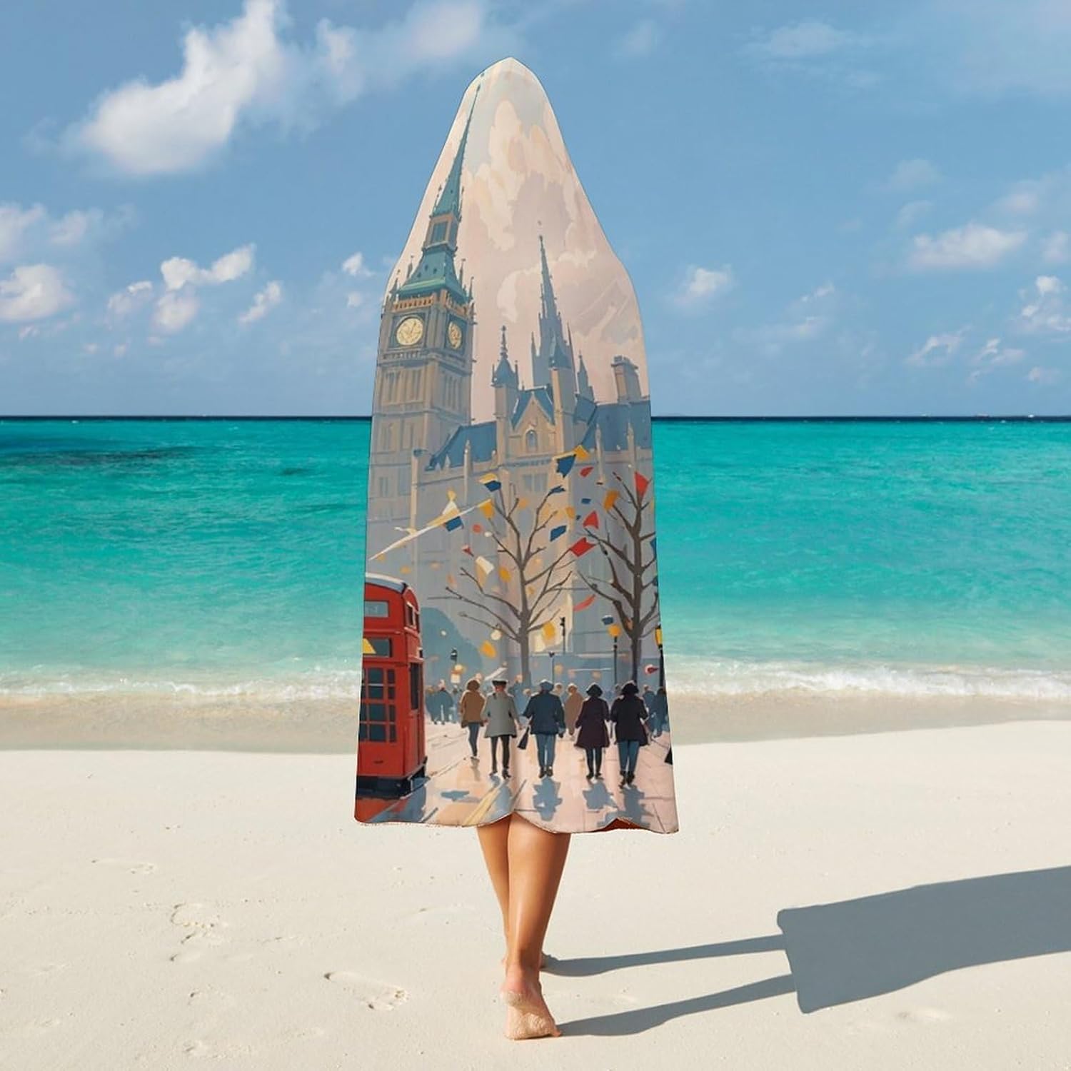 London Impression Wearable Fleece Blanket with Hood for Men & Women Oversized Hoodie Blanket Soft Cozy Gift-