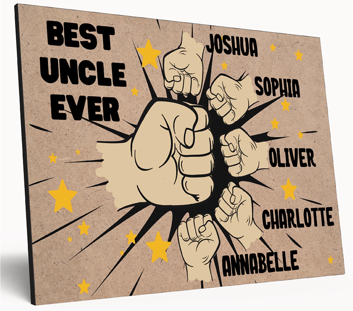 Personalised Fist Bump Sign Custom Wooden Print A4 Plaque Fun Gift Sign for Dad, Grandad, Uncle Wall Art Desk Office Home Décor