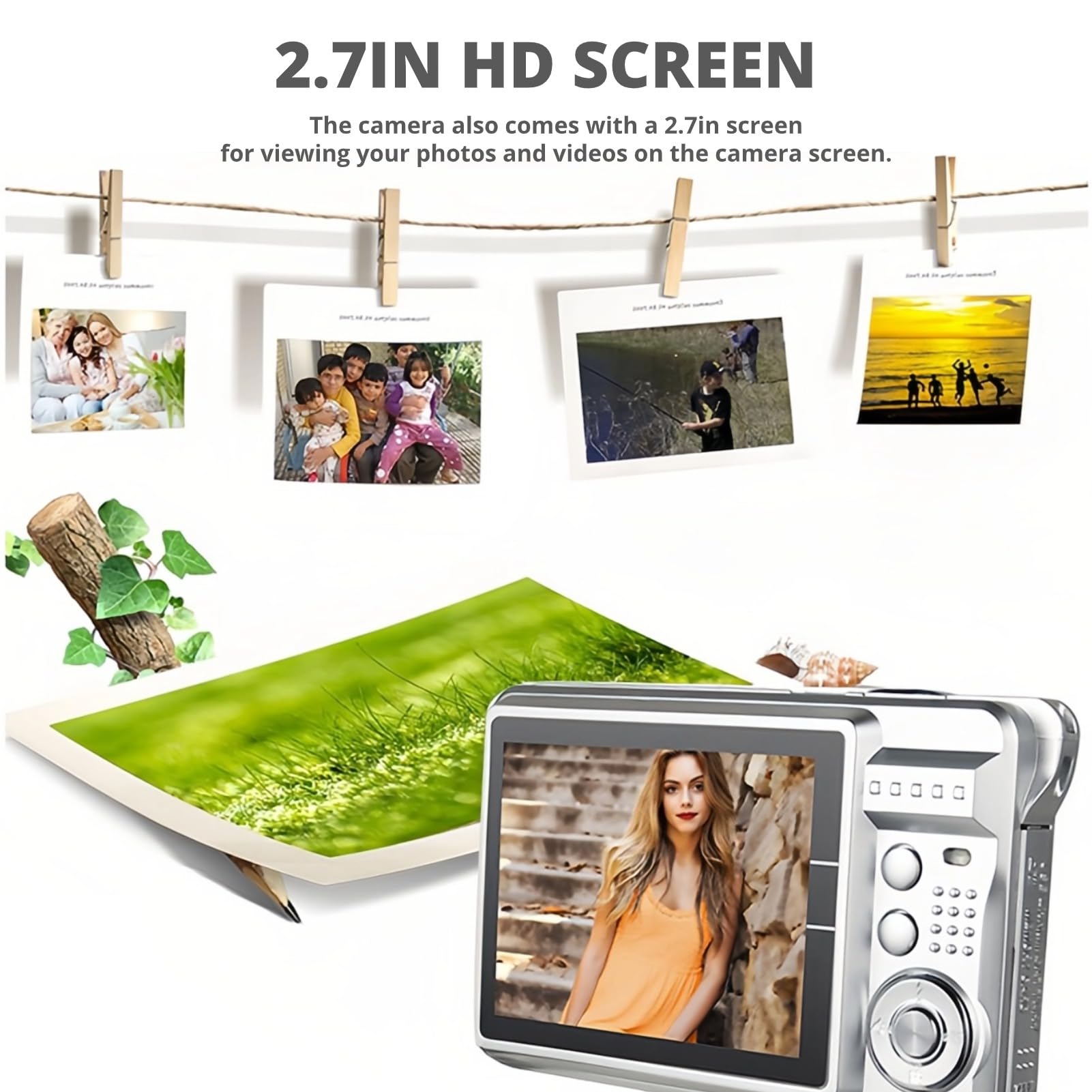 Fotocamera Digitale per Adolescenti, 4K 48MP Ultra HD Punta e Scatta Fotocamera, LCD da 2,7 Pollici Ricaricabile Fotocamera Compatta per Studenti con Zoom Digitale 8x, Mini (Blu)