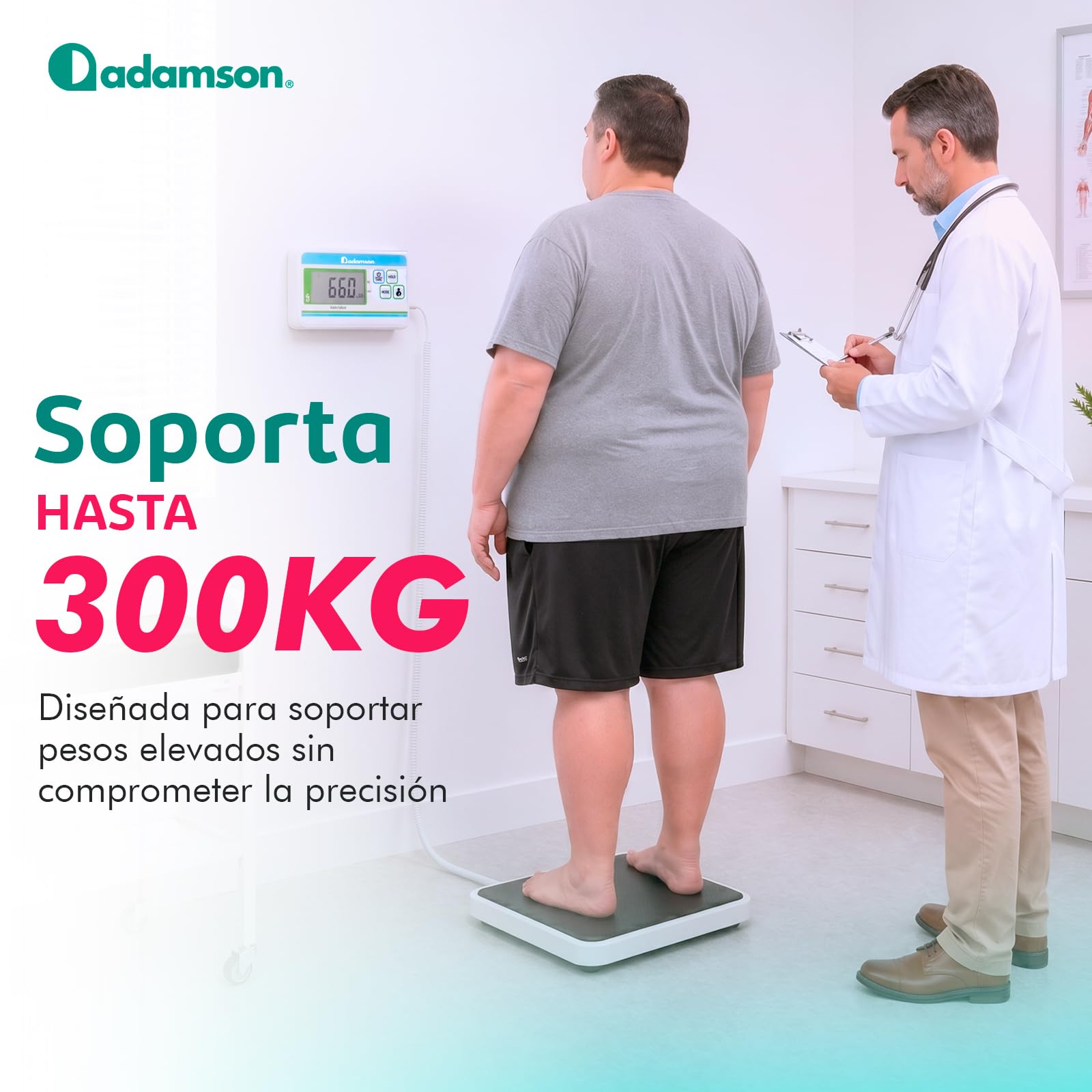 Báscula Médica Profesional Adamson – Plataforma Extra Ancha Digital