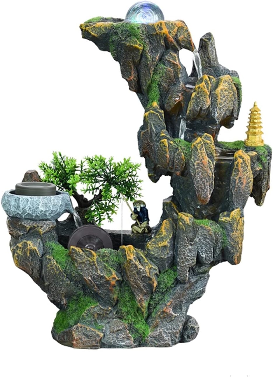 TOMYEUS Tabletop Fountain Waterfall Rockery Water Fountain