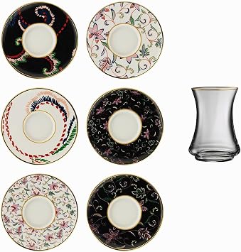 Sandro Moreno 1453 Desen Yağmuru Gold 12 Parça Altı Kişilik Çay Seti 110 ml