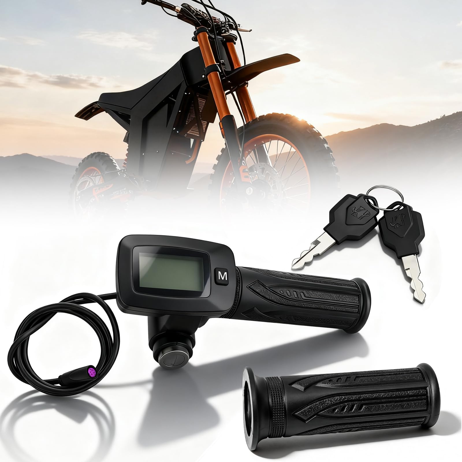 Jerbor Upgraded OEM New Throttle-Integrated Display for Tuttio Soleil01 Ebike,Original Throttle Speedometer with M Button LCD Display Keys for Tutto Tutti Electric Motorcycle(Throttle with M Button)-image-24